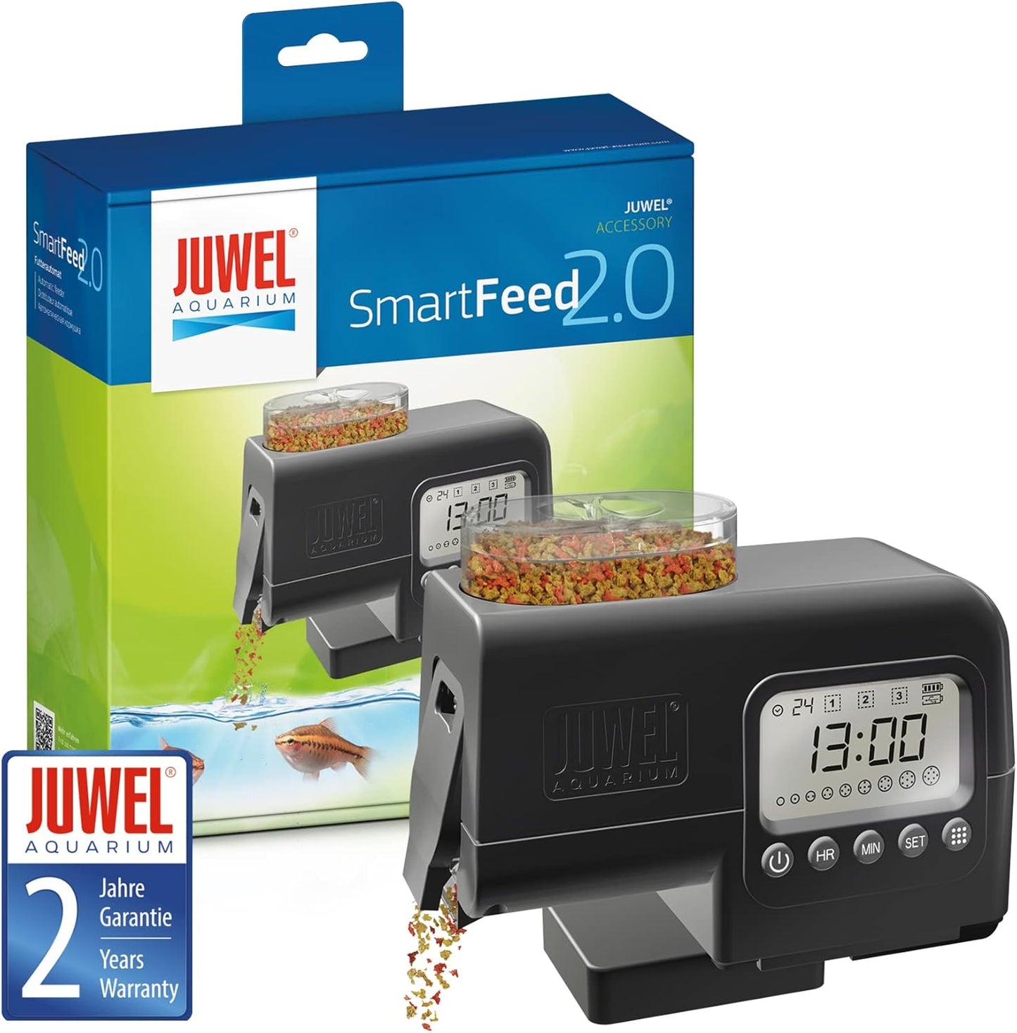 JUWEL SmartFeed 2.0 Premium Futterautomat Aquarium digital für Flocken & Granulat