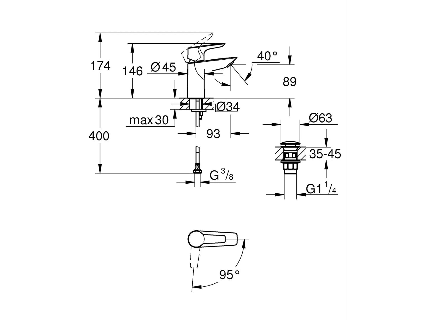 Grohe QuickFix Waschtischarmatur Einhebelmischer Start Alira Chrom S