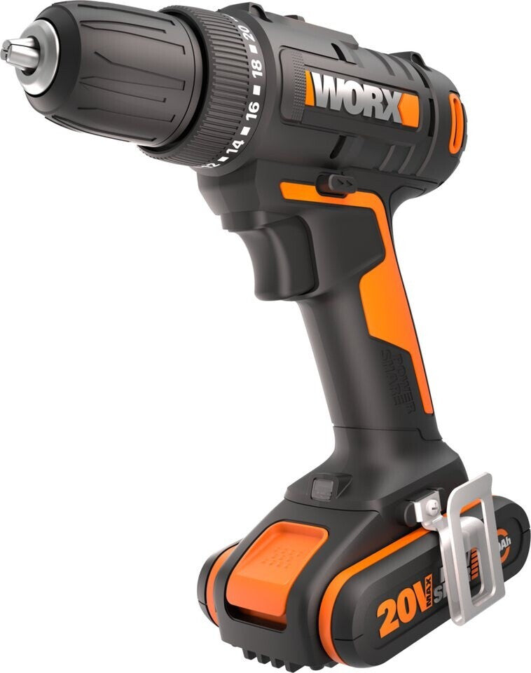 Worx Ak­ku-Bohr­schrau­ber WX100 mit Akku 20V, Ladegerät und Tasche