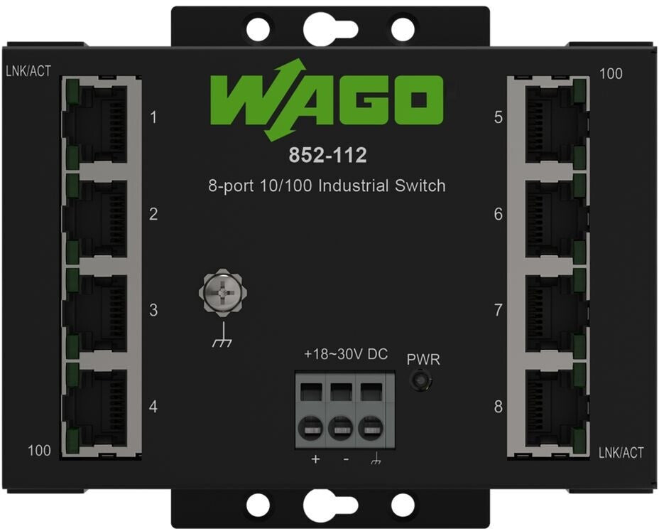 WAGO In­dus­tries­witch unmanaged 8-PORT 100BASE-TX IN­DUS­TR.ECO SWITCH Anzahl Ethernet Ports