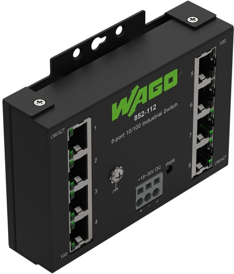WAGO In­dus­tries­witch unmanaged 8-PORT 100BASE-TX IN­DUS­TR.ECO SWITCH Anzahl Ethernet Ports