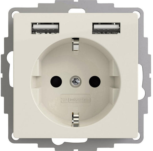2USB 2U-449276 Un­ter­putz-Steck­do­se VDE, mit USB, erhöhter Be­rüh­rungs­schutz IP20 Reinweiß, Glanz­ef­fekt