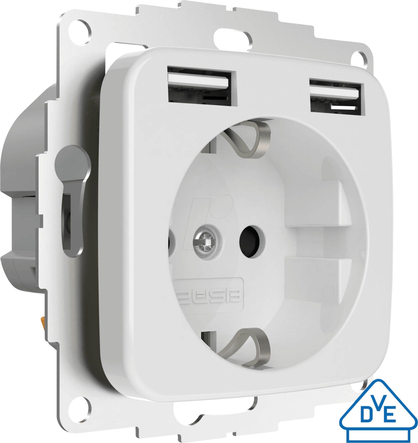 2USB - Einbau-USB Steckdose InCharge PRO SI - Kompatibel Busch-Jä­ger & Klein - 2× USB-A (12 W/2,4 A) - 250 V 16 A - 32 mm Tiefe - Sicher & En­er­gie­ef­fi­zi­entn - Weiß