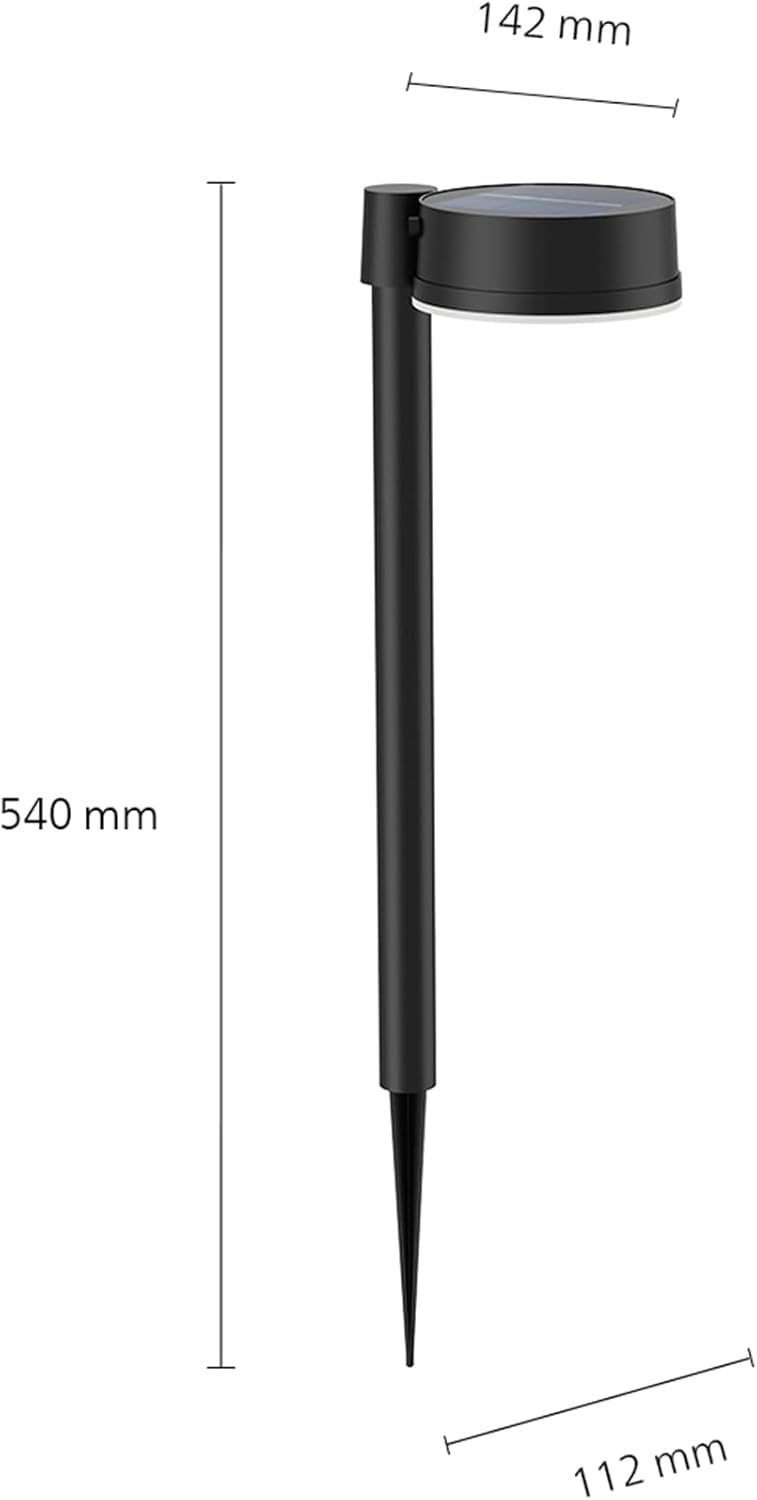 Philips Vynce Solar Sockelleuchte 1,5W LED 2700K IP44 Schwarz mit Sensor