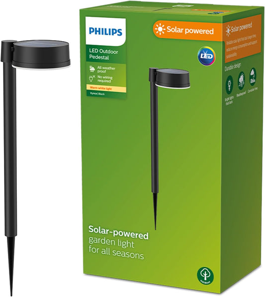 Philips Vynce Solar Sockelleuchte 1,5W LED 2700K IP44 Schwarz mit Sensor