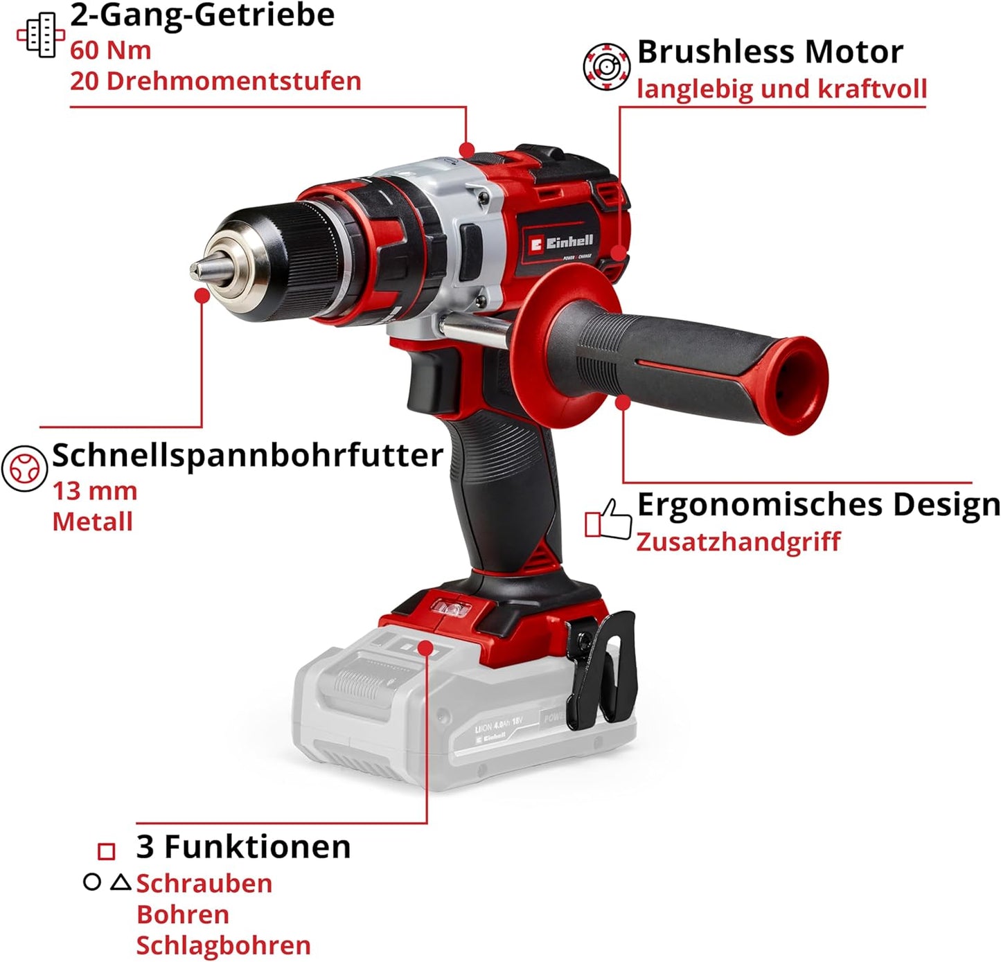 Einhell TP-CD 18 Li-i BL Solo 18V Akku-Schlagbohrschrauber Brushless 60Nm