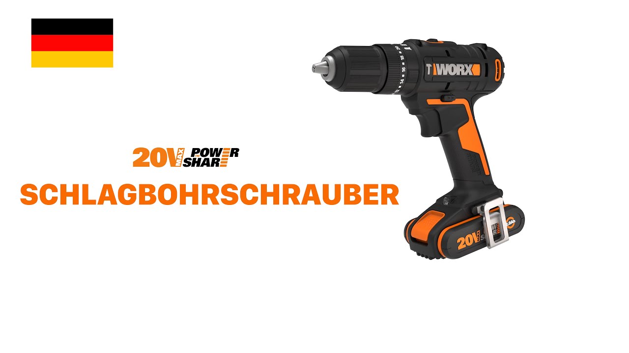 WORX WX370.1 Akku Schlagbohrschrauber 20V – 50 Nm, 2-Gang-Getriebe & LED-Licht
Zum Schrauben, Bohren & Schlagbohren – inklusive 2 × 2 Ah Akkus & Ladegerät