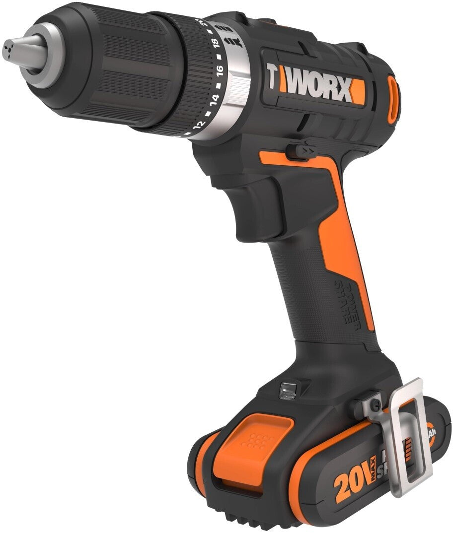 WORX WX370.1 Akku Schlagbohrschrauber 20V – 50 Nm, 2-Gang-Getriebe & LED-Licht
Zum Schrauben, Bohren & Schlagbohren – inklusive 2 × 2 Ah Akkus & Ladegerät