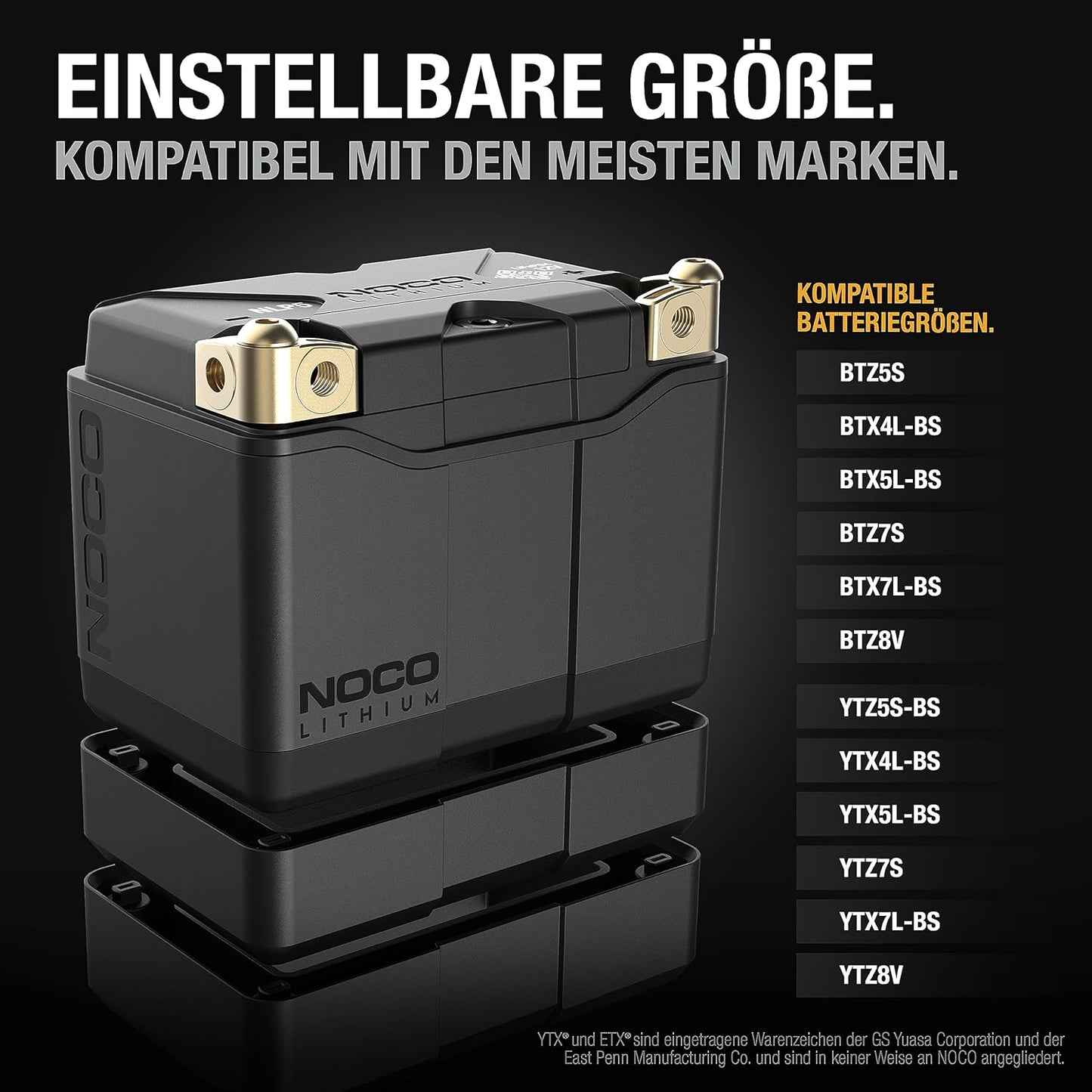 NOCO Lithium NLP5: Ultraleichte 12V Lithium Motorradbatterie – Gruppe 5 – 2Ah – 250A Startstrom – Intelligentes BMS – für Motorräder, Enduros, Quads, Roller und mehr