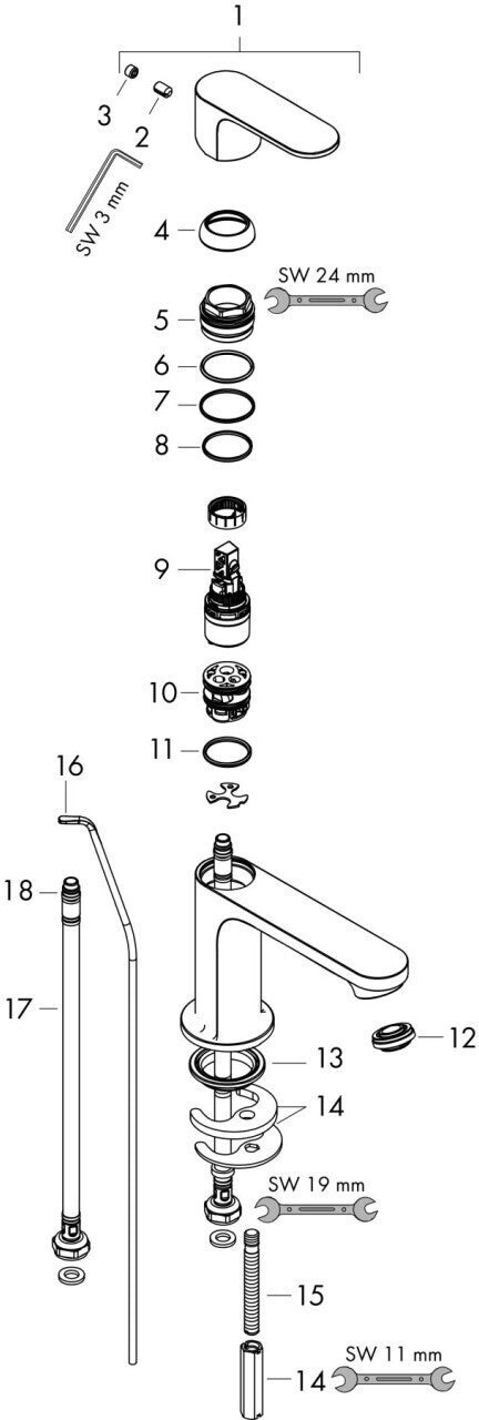 Hansgrohe Rebris S 110 Einhebel-Waschtischarmatur CoolStart (72519) chrom