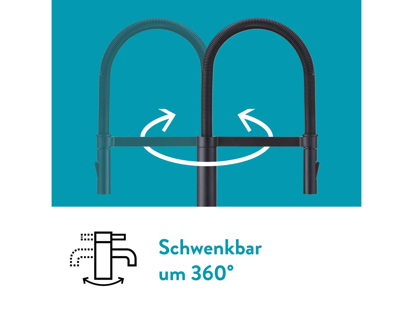 baliv KI-1980 Küchenarmatur Schwarz Matt 360° schwenkbar mit Kaltstart-Funktion