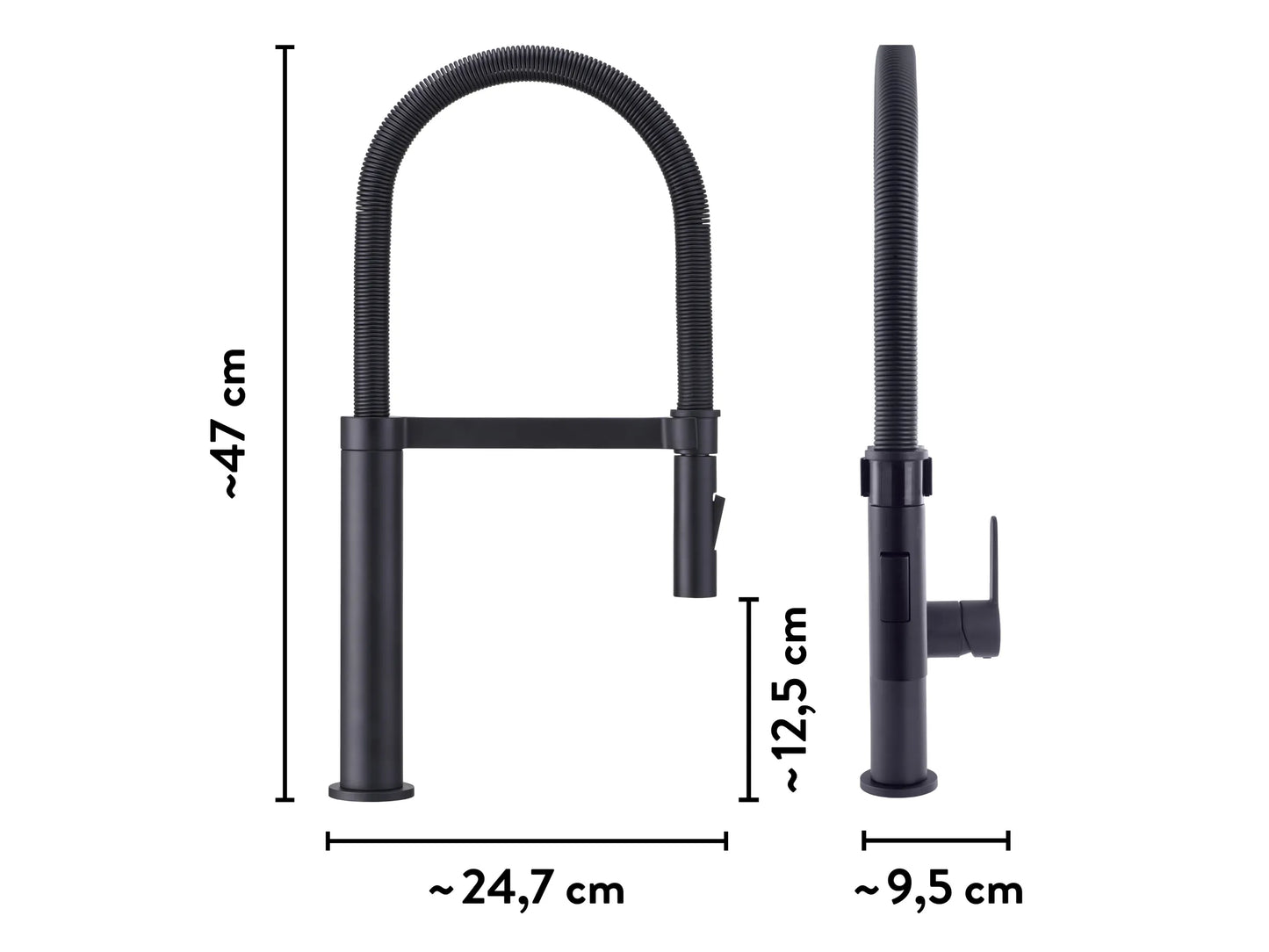 baliv KI-1980 Küchenarmatur Schwarz Matt 360° schwenkbar mit Kaltstart-Funktion
