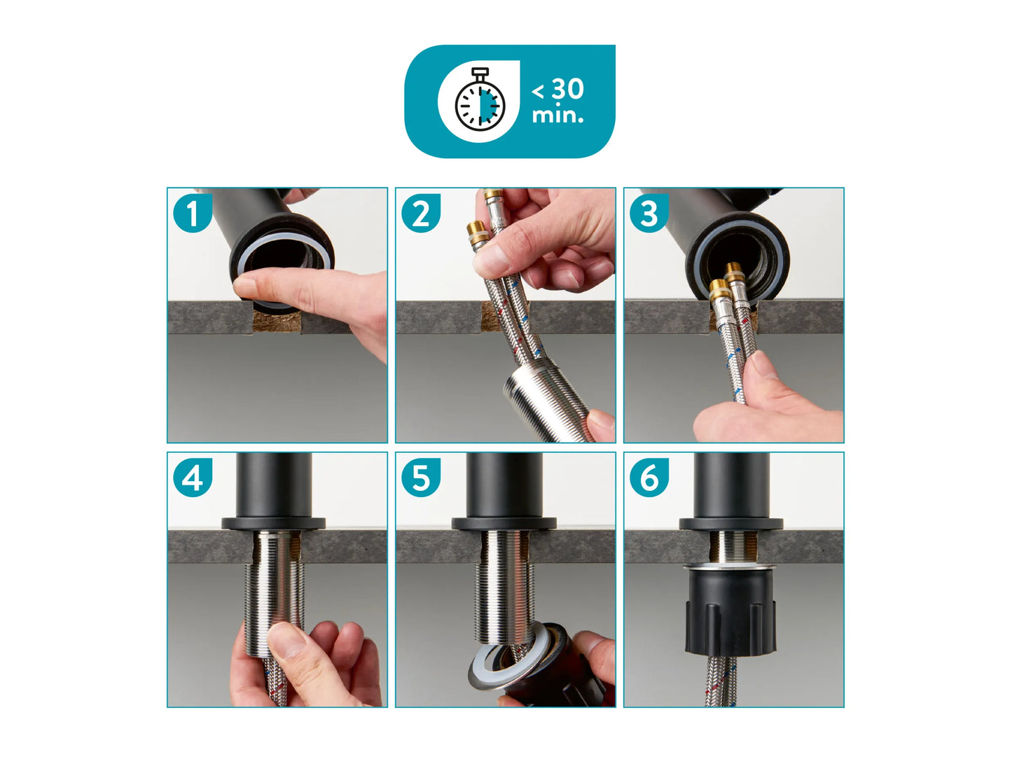 baliv KI-1980 Küchenarmatur Schwarz Matt 360° schwenkbar mit Kaltstart-Funktion