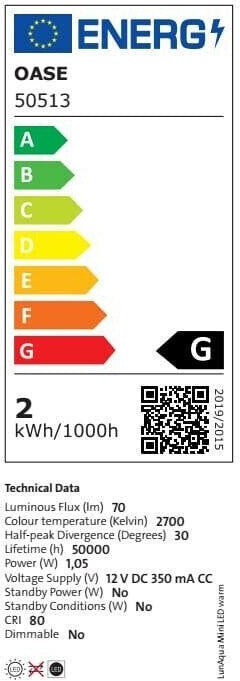 Oase LunAqua Mini LED Warm 50513 Teichbeleuchtung 3er Set 12V IP68 180° schwenkbar