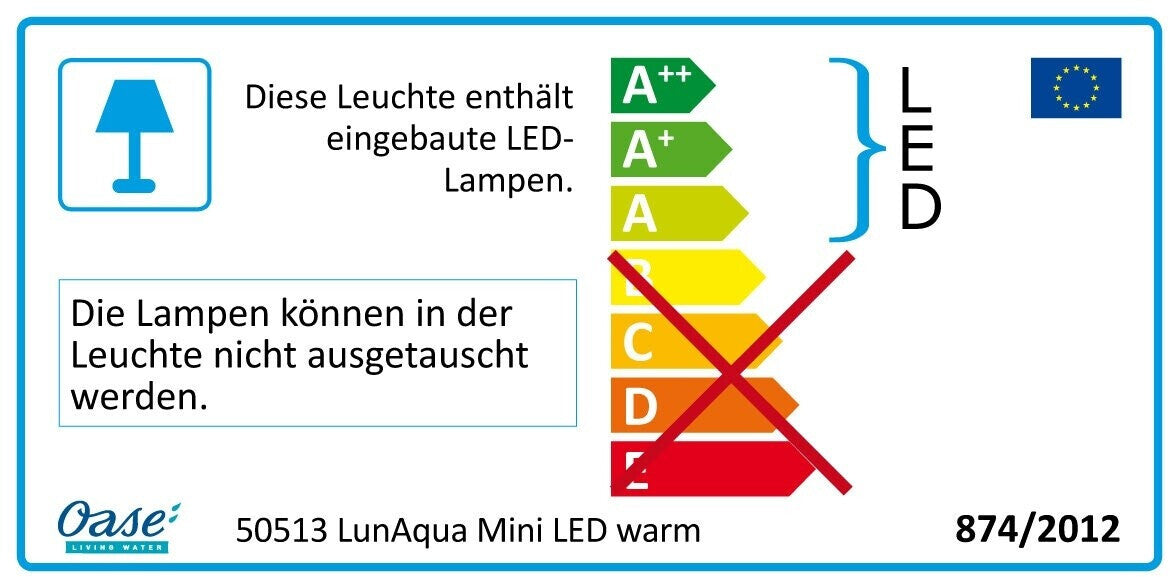 Oase LunAqua Mini LED Warm 50513 Teichbeleuchtung 3er Set 12V IP68 180° schwenkbar