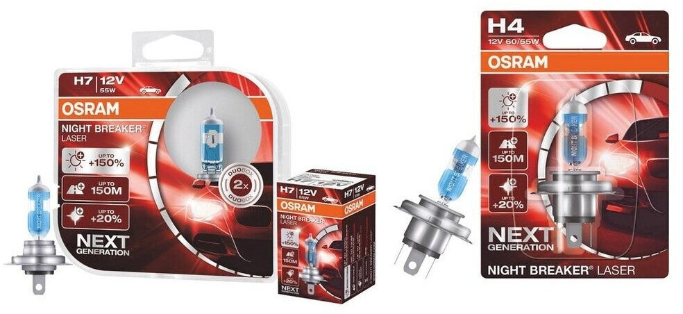 OSRAM NIGHT BREAKER LASER H8, +150% mehr Hel­lig­keit, Ha­lo­gen-Schein­wer­fer­lam­pe, 64212NL-2HB, 12V PKW, Hängebox (2 Lampen)
