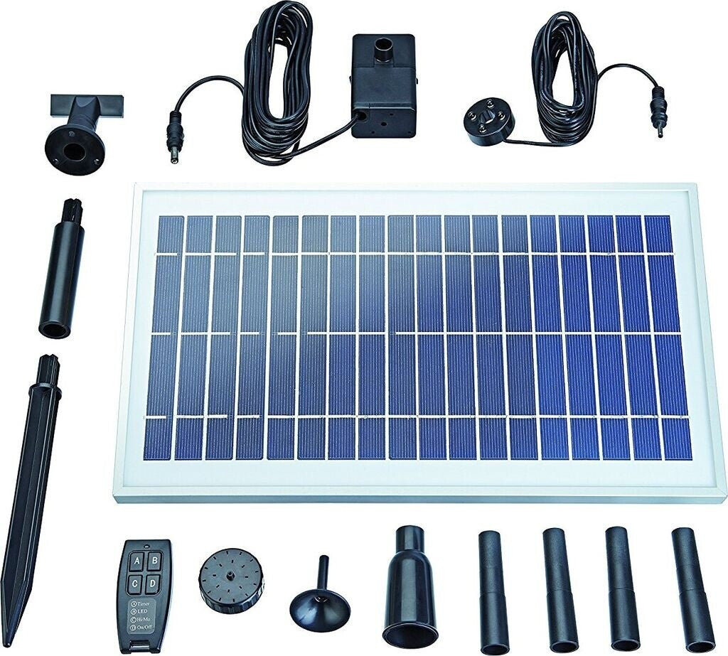 Oase PondoSolar 600 Control Springbrunnenpumpe mit Solarmodul und Licht