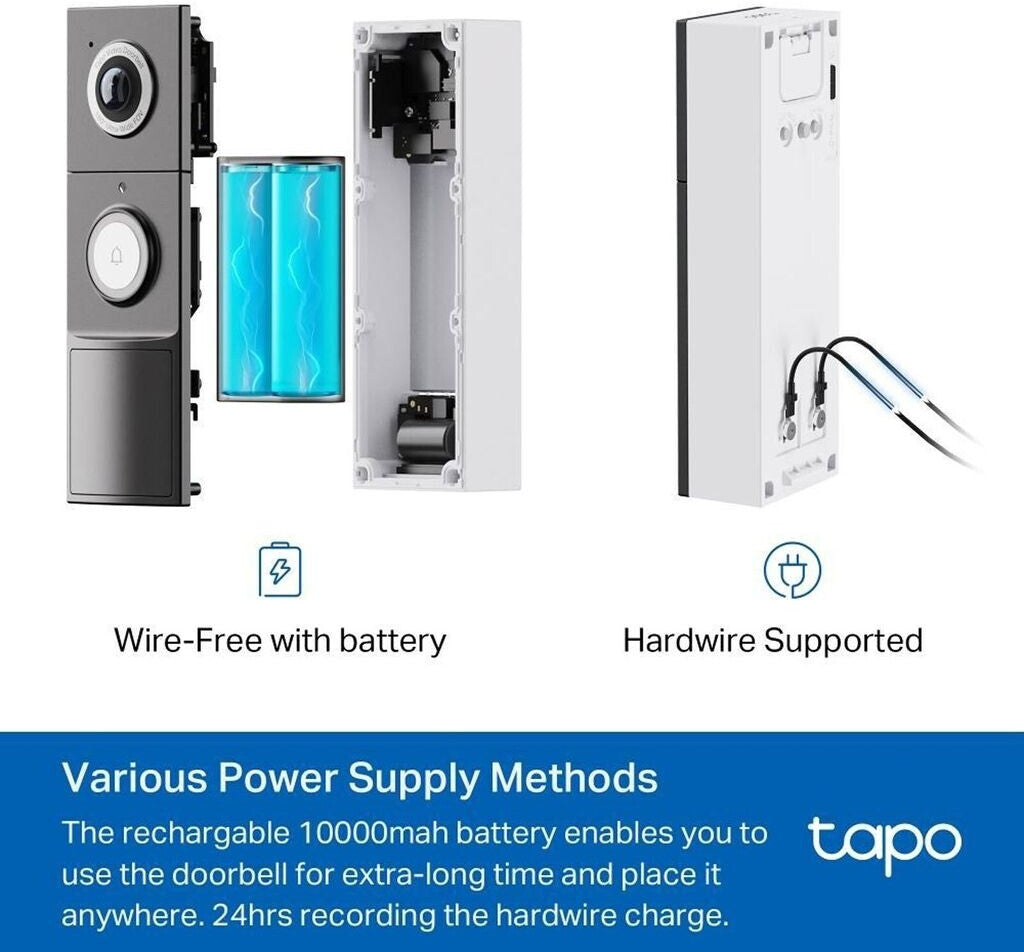 TP-Link Tapo D235 2K Video Türklingel Kamera, Akku / Verkabelt, IP66