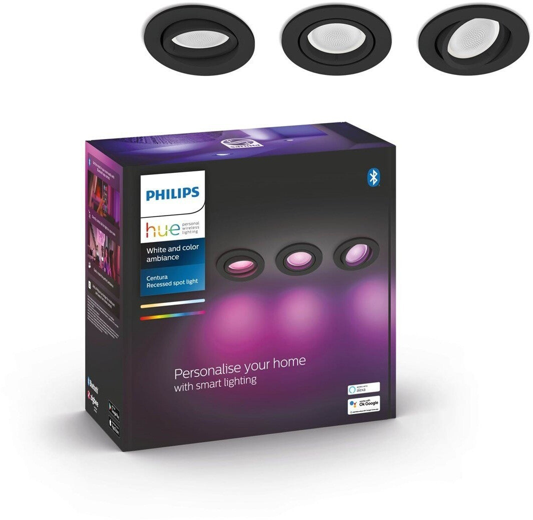 Philips Centura Einbau-Spotlights Rund Schwarz 3er-Set, LED, 5.1 W