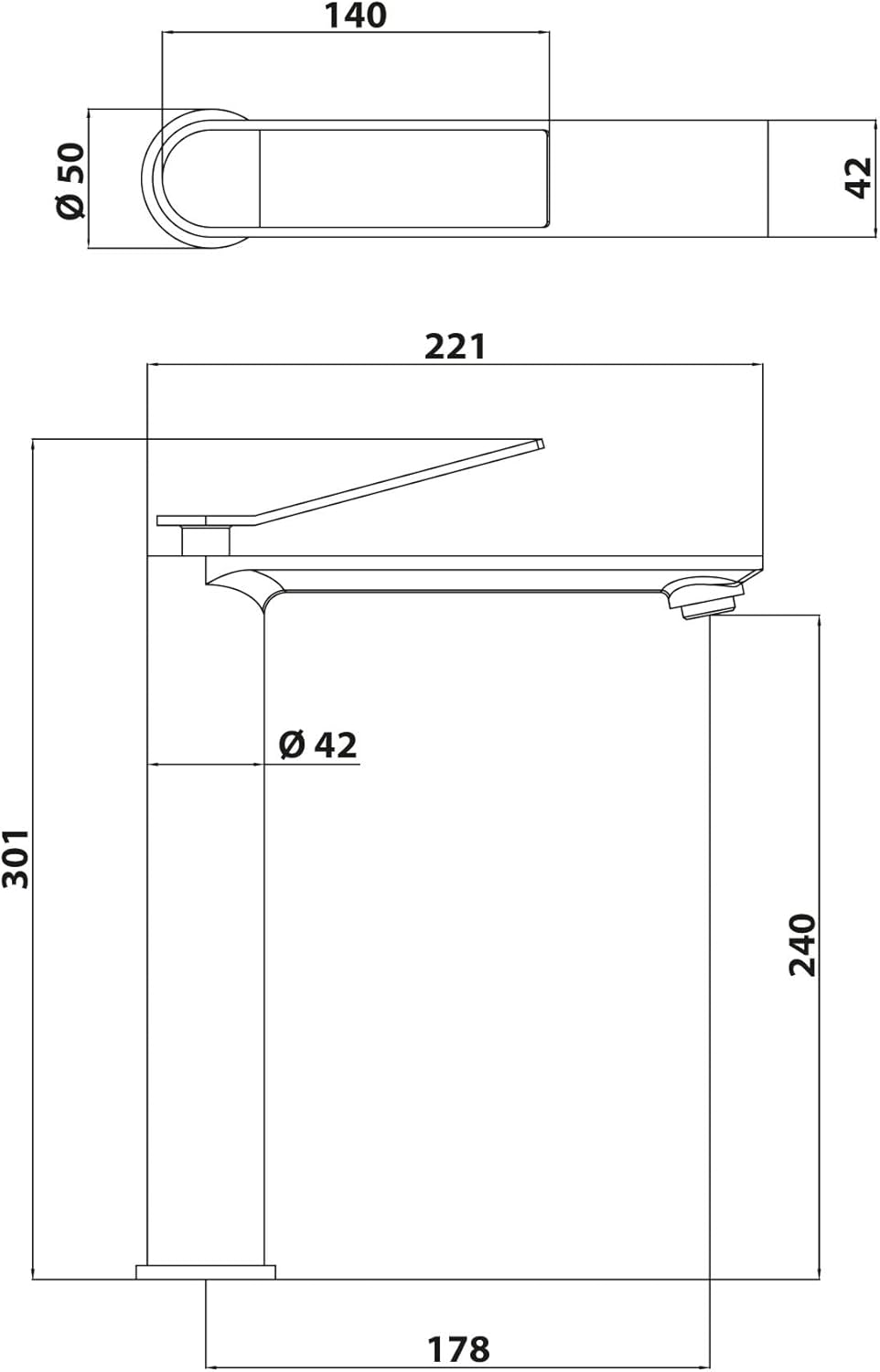 SCHÖNER WOHNEN VIOLA L Waschtischarmatur Chrom Aufsatzwaschbecken