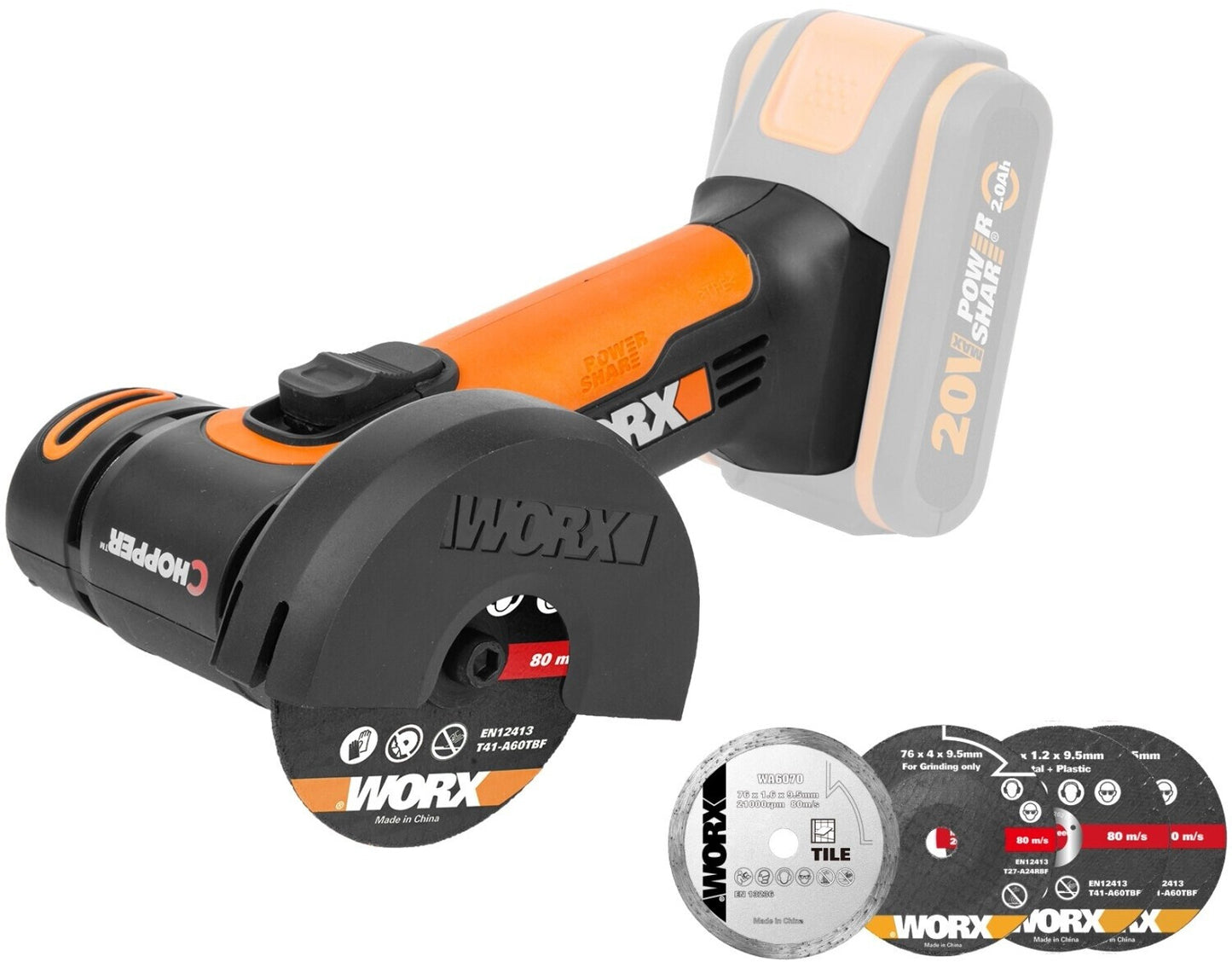 Worx WX801.9 Akku-Multitool 20V Solo Mini-Cutter ohne Akku/Lader