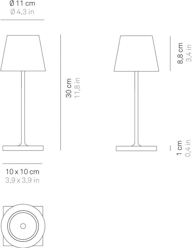 Zafferano Poldina Pro Mini 30 cm Corten LED Tischlampe Akku IP65