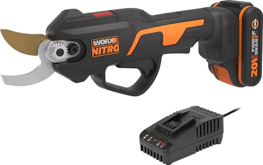 Worx NITRO WG330E.9 Akku Astschere 20V inkl Akku und Ladegerät - Müheloses Schneiden dank elektrischen Antrieb, Bürstenloser Motor, 25mm Schnitttiefe Kapazität