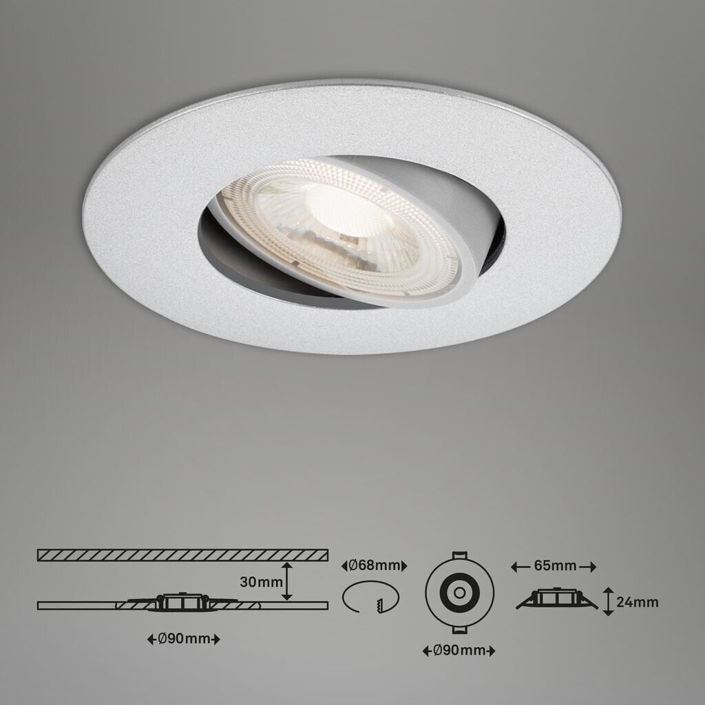 Briloner LED Einbauleuchten 3er Set 7048-034 chrom-matt dimmbar schwenkbar  ￼