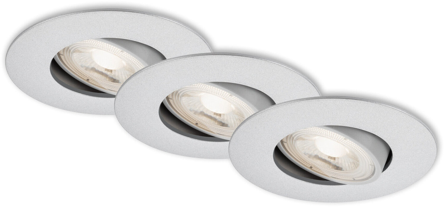 Briloner LED Einbauleuchten 3er Set 7048-034 chrom-matt dimmbar schwenkbar  ￼
