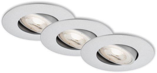 Briloner LED Einbauleuchten 3er Set 7048-034 chrom-matt dimmbar schwenkbar  ￼