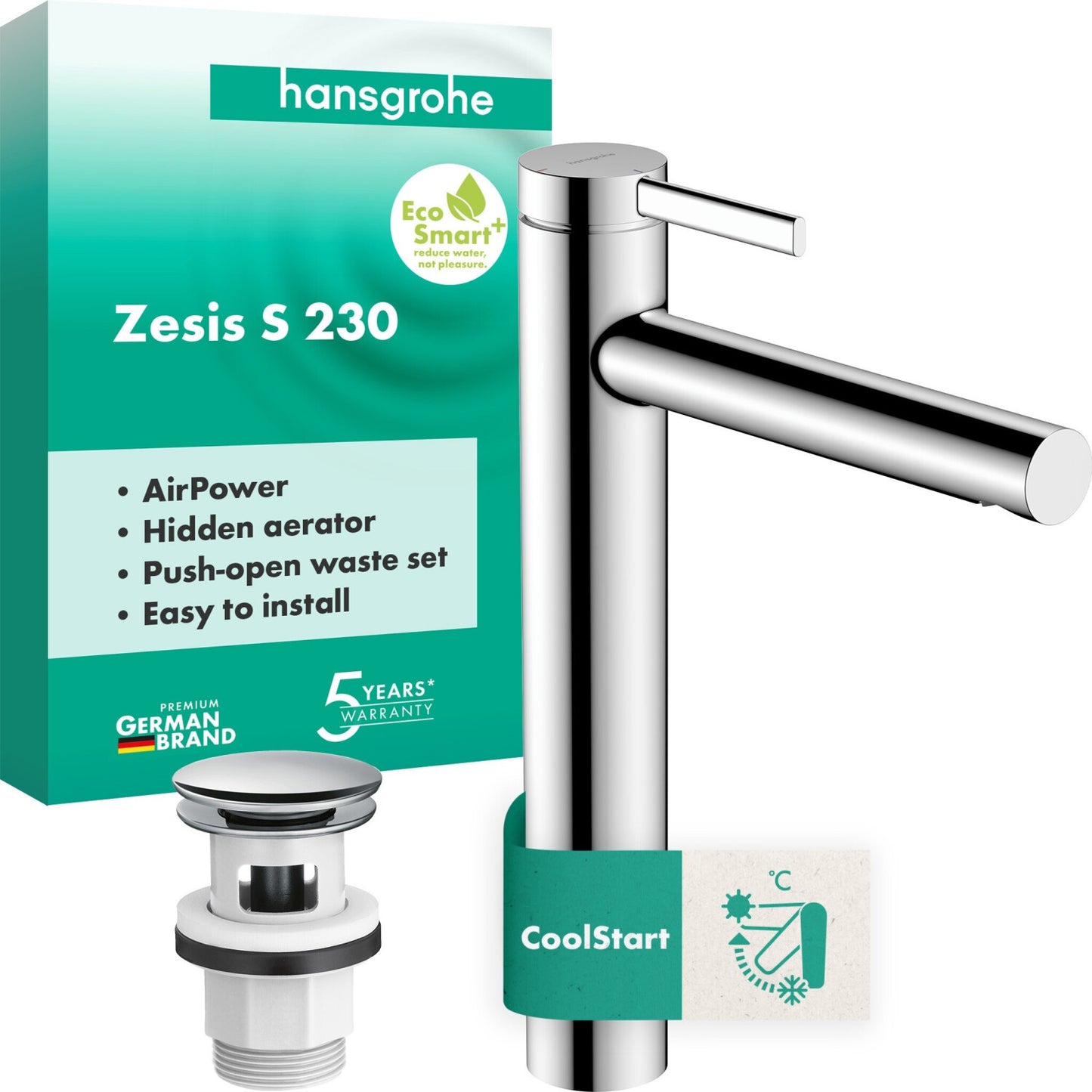 hansgrohe Zesis S 230 Waschtischarmatur Chrom CoolStart Push-Open 74732000