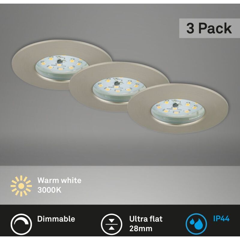 Briloner LED Einbauleuchten nickel 3er - Set , 3 x LED-Modul / 5,5 W (7231-032)
