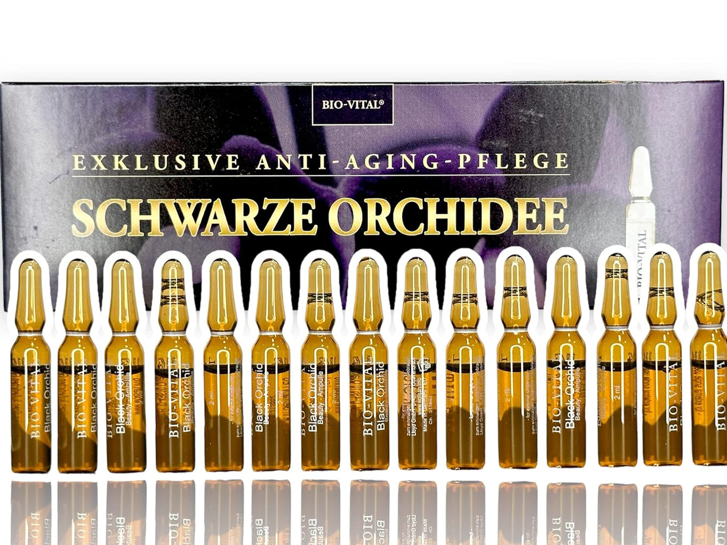 Original Luxuriöse Ampullen für strahlende Haut - 15 x 2ml Anti-Aging Regeneration für Dekollete, Hals & Gesicht Ampullen Anti-Aging (Schwarze Orchidee)